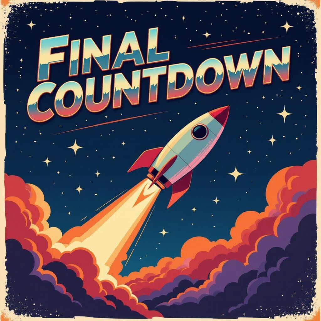 Rocket Launch in Vintage Synth-Pop Style