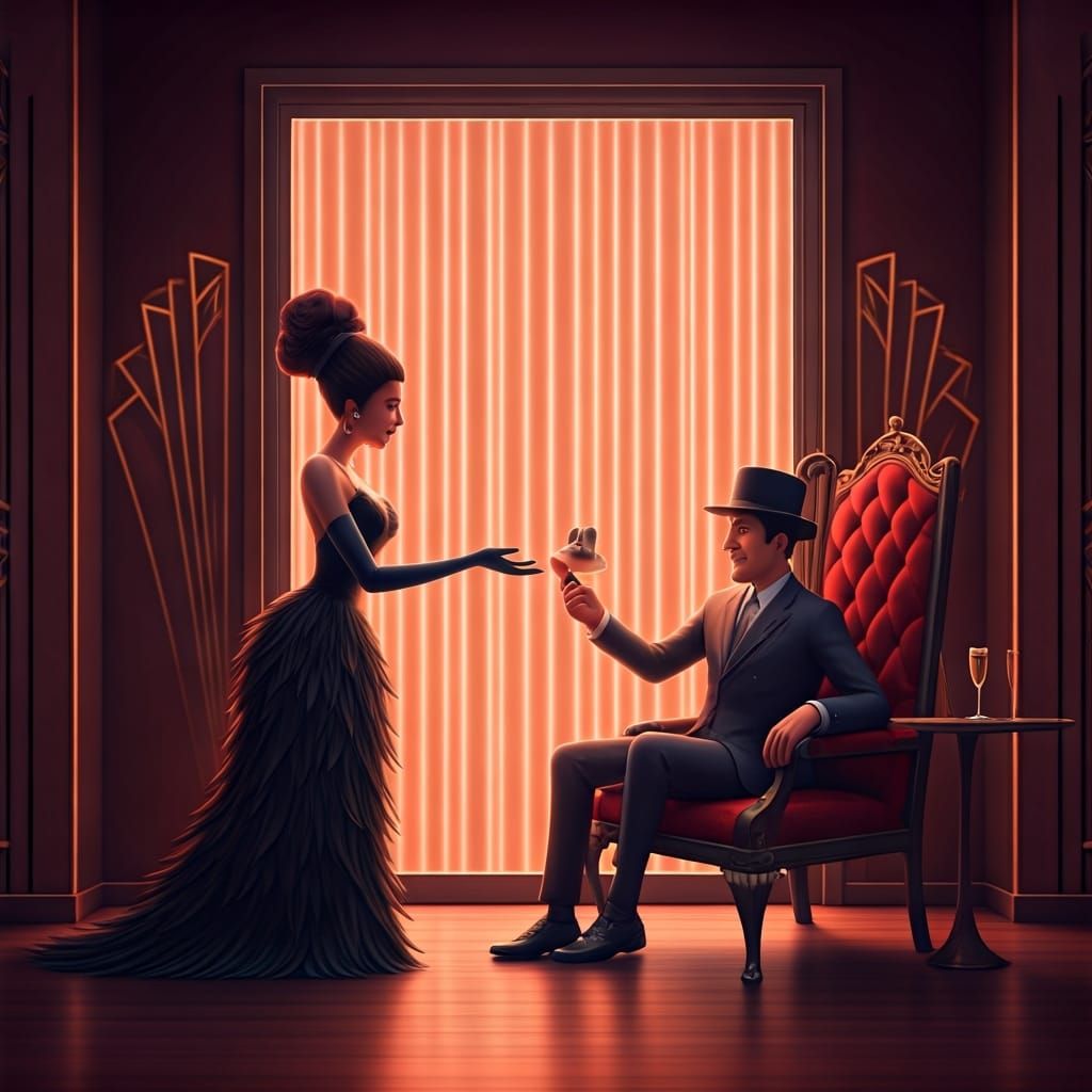 1920s Jazz Club in Light Box, 3D Isometric View