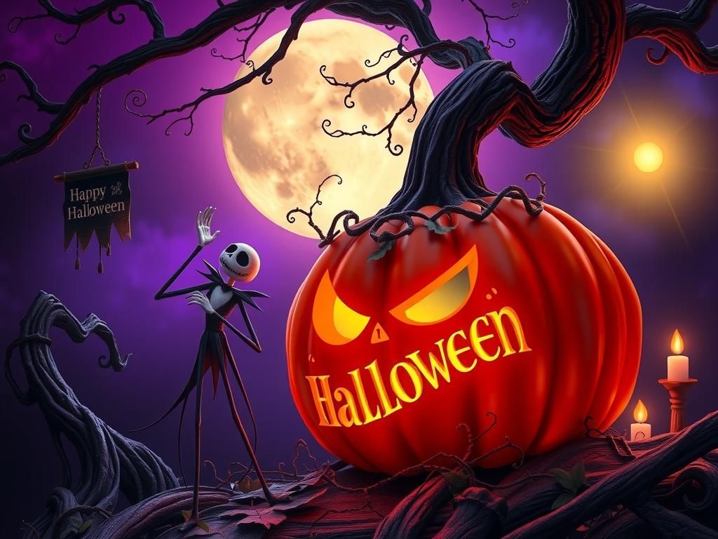 Jack Skellington's Halloween Night in Art Nouveau Style