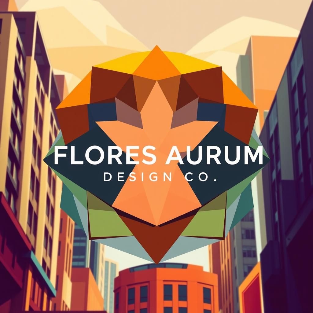 Geometric Art Deco Logo for Flores Aurum Design Co.