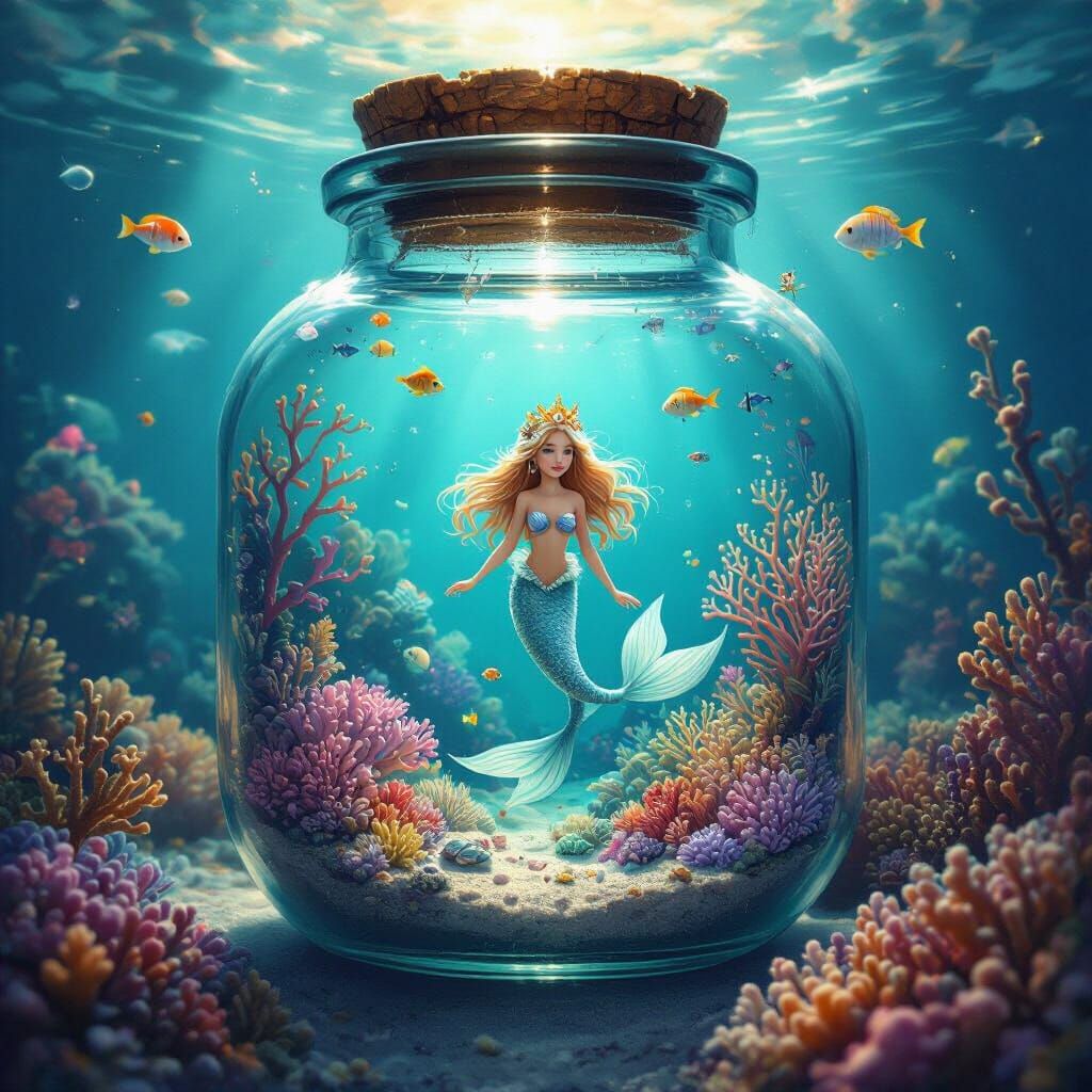 Miniature Mermaid Kingdom in a Jar
