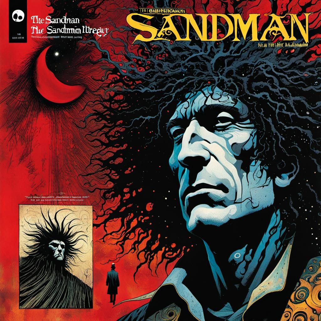 Surreal Sandman Book Page Illustration in Comic Style