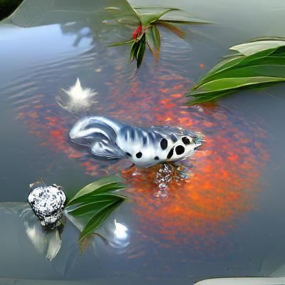 Pearlescent Silvery Koi in Pond