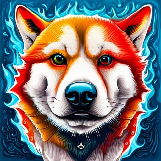 Colorful Shiba Inu in Graffiti Art Style