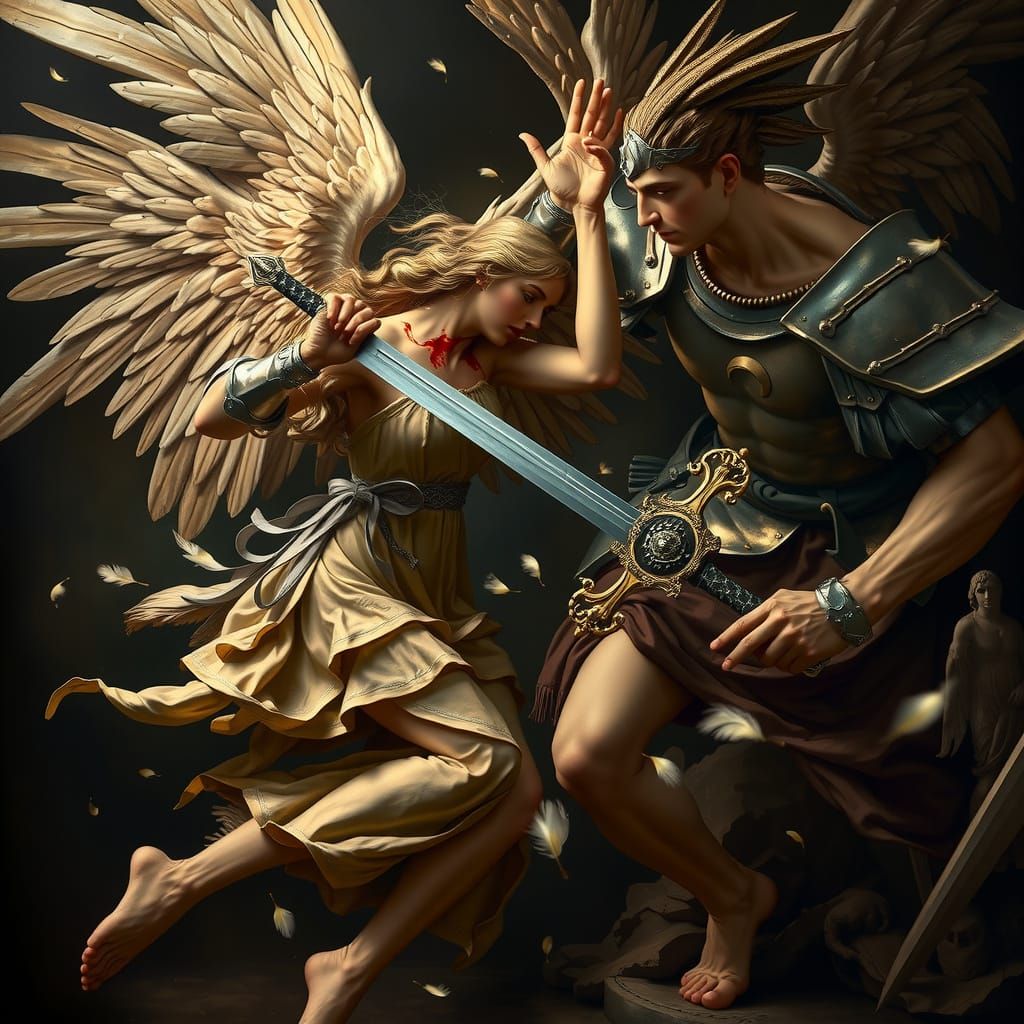 Renaissance-Inspired Celestial Battle in Baroque Style