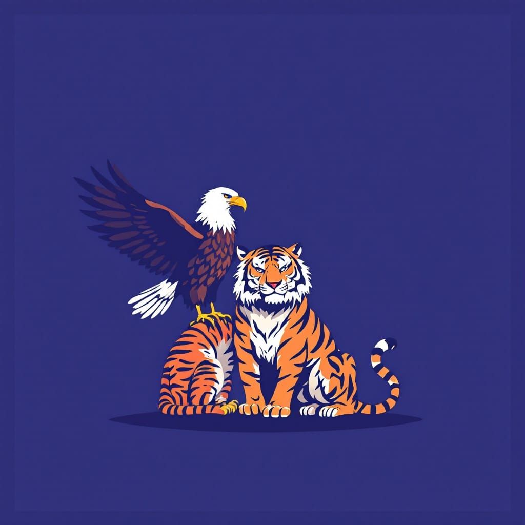 Tiger and Eagle Give Good Fortune in Harmony