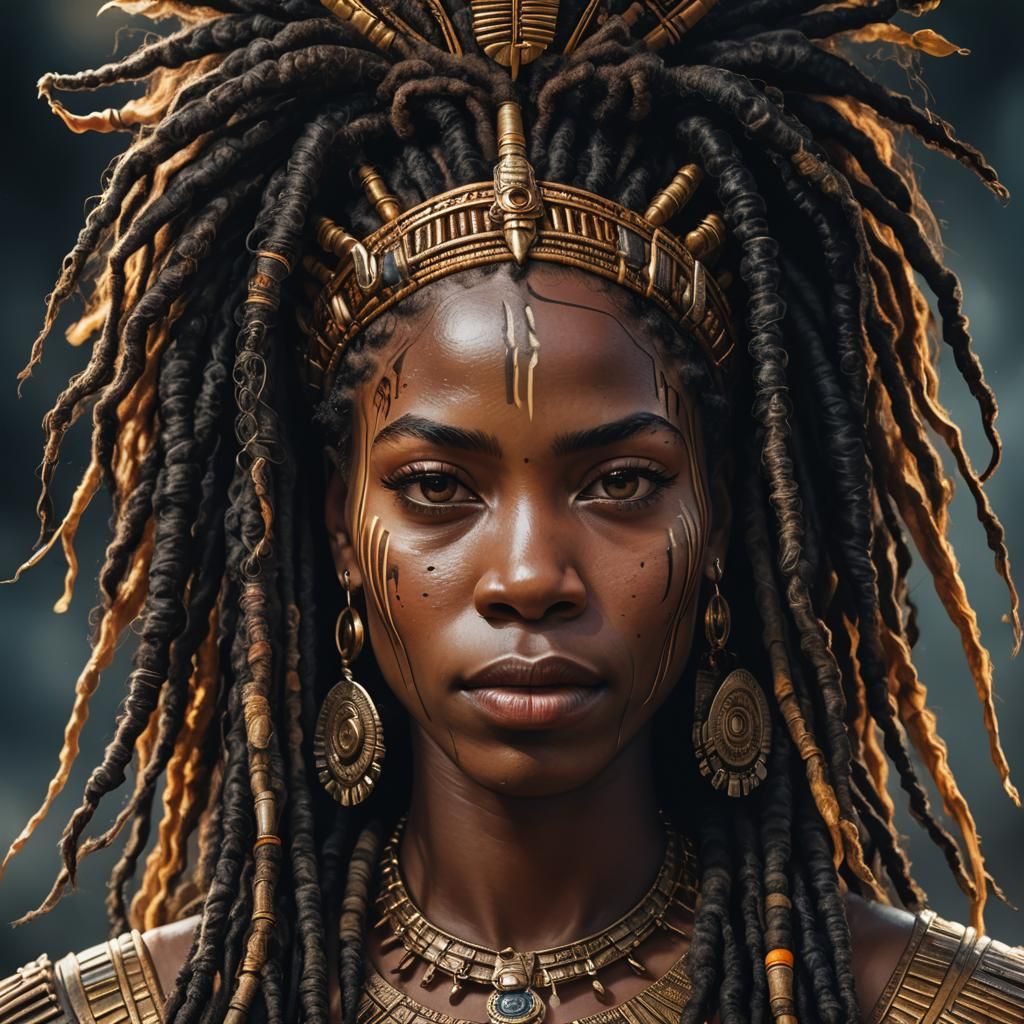 Epic Black African Queen in Cinematic Oil Painting