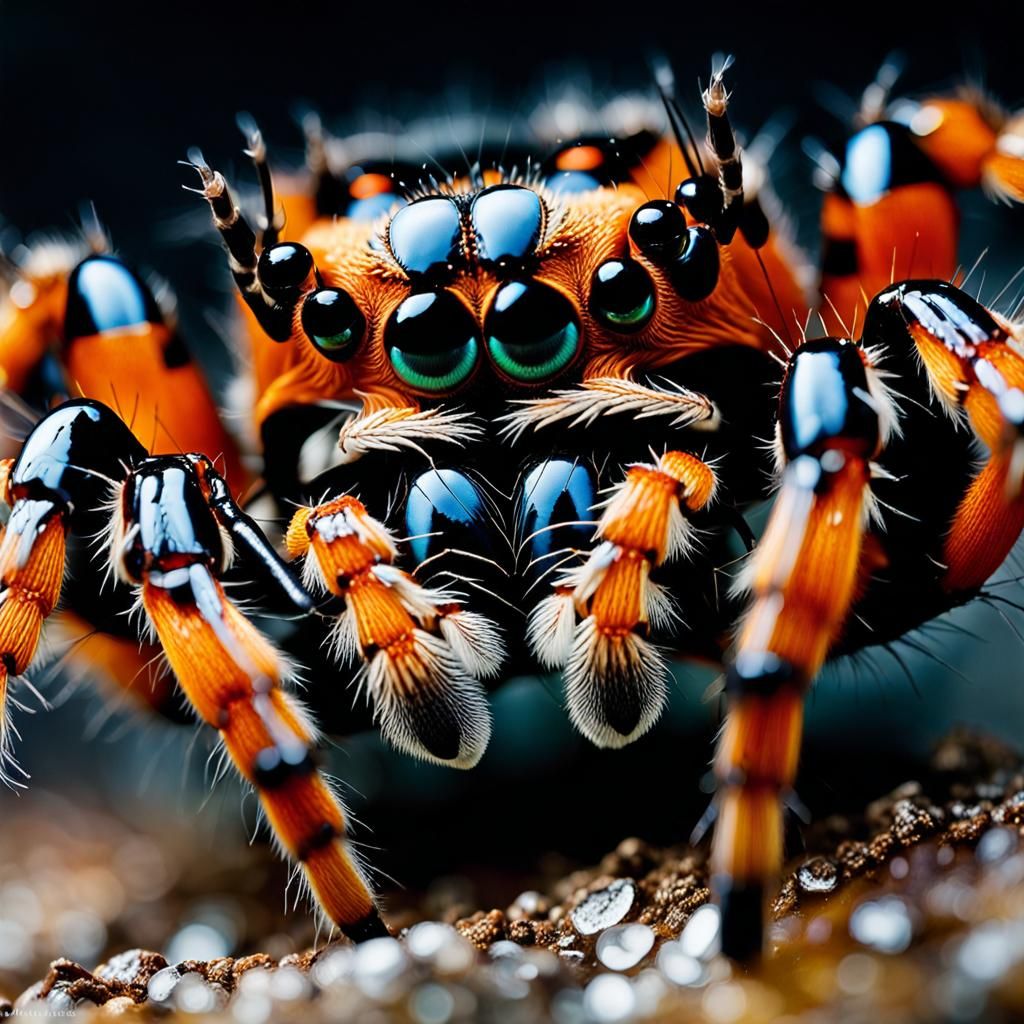 Creepy Spider Macro Photography, Sharp Focus, Studio Lightin...