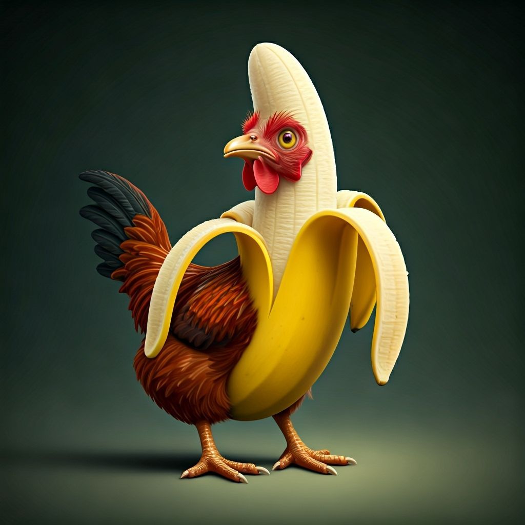 Whimsical Banana Chicken Hybrid Creature