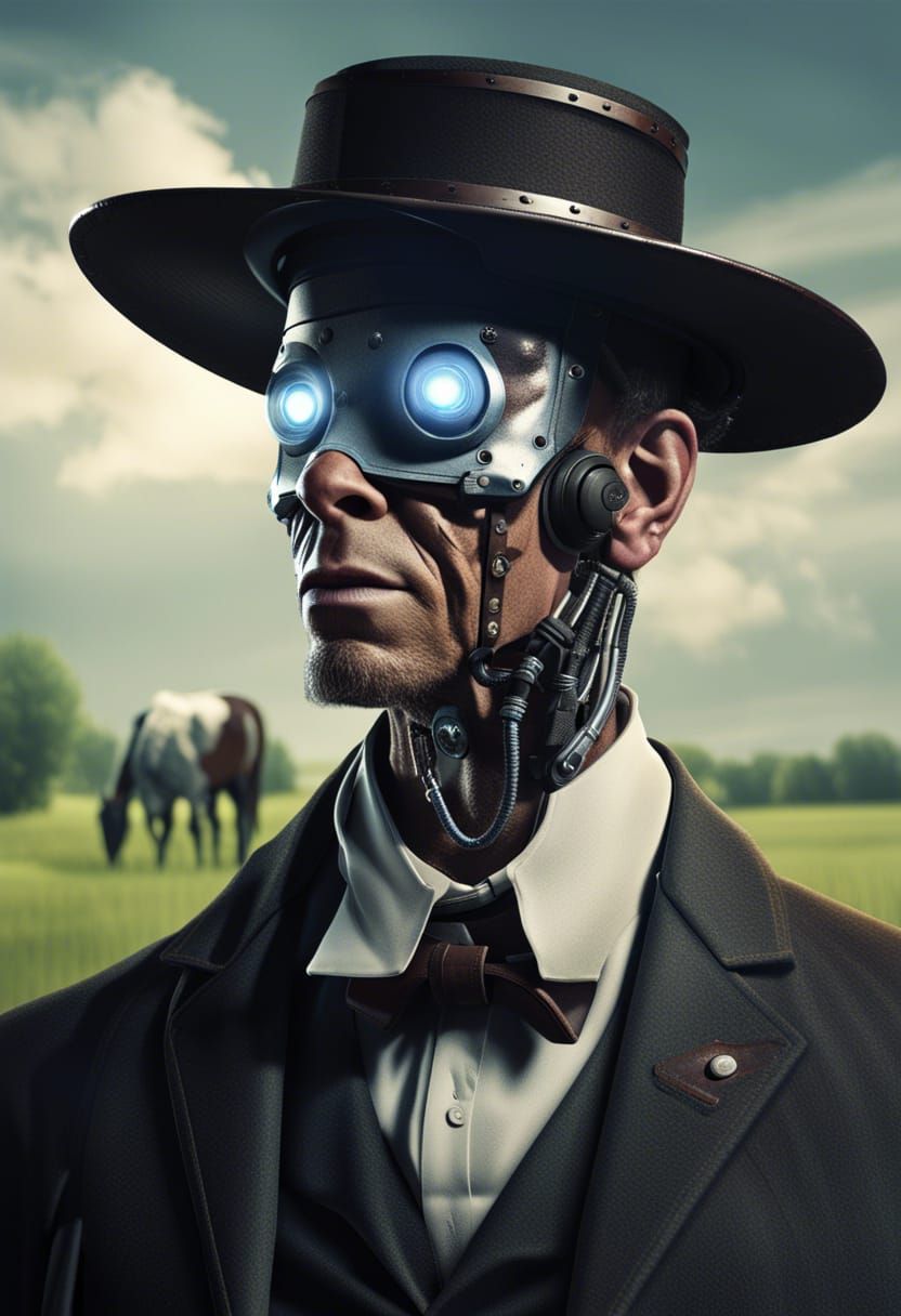 Cyborg Amish in Cinematic Lighting, American Art