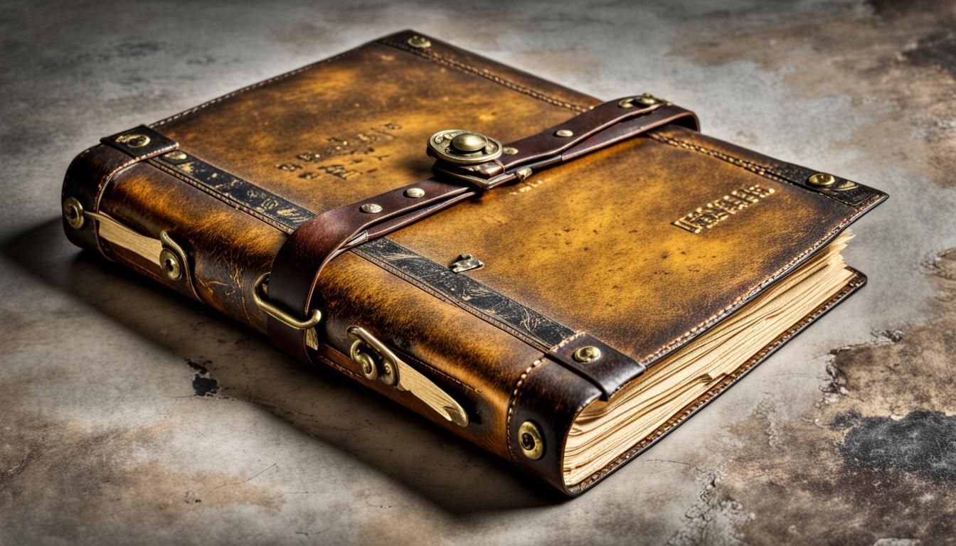 Vintage Space Travel Documents in Worn Leather Folder