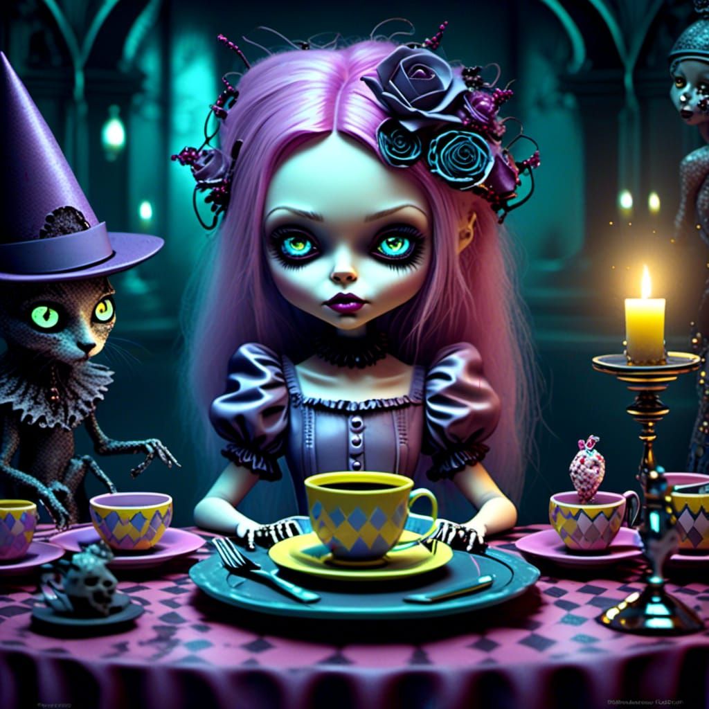 Cyberpunk Alice in Wonderland Tea Party