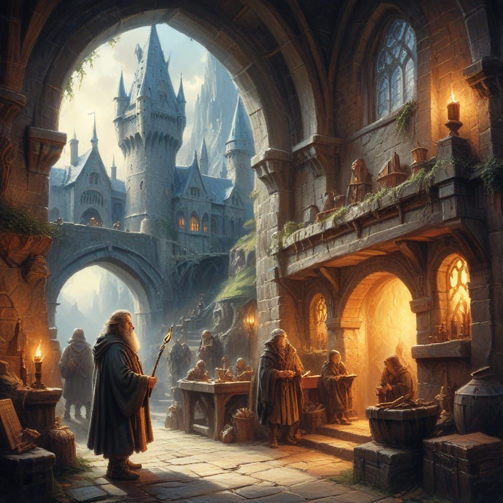 Hobbits in a Whimsical Oil Painting Style