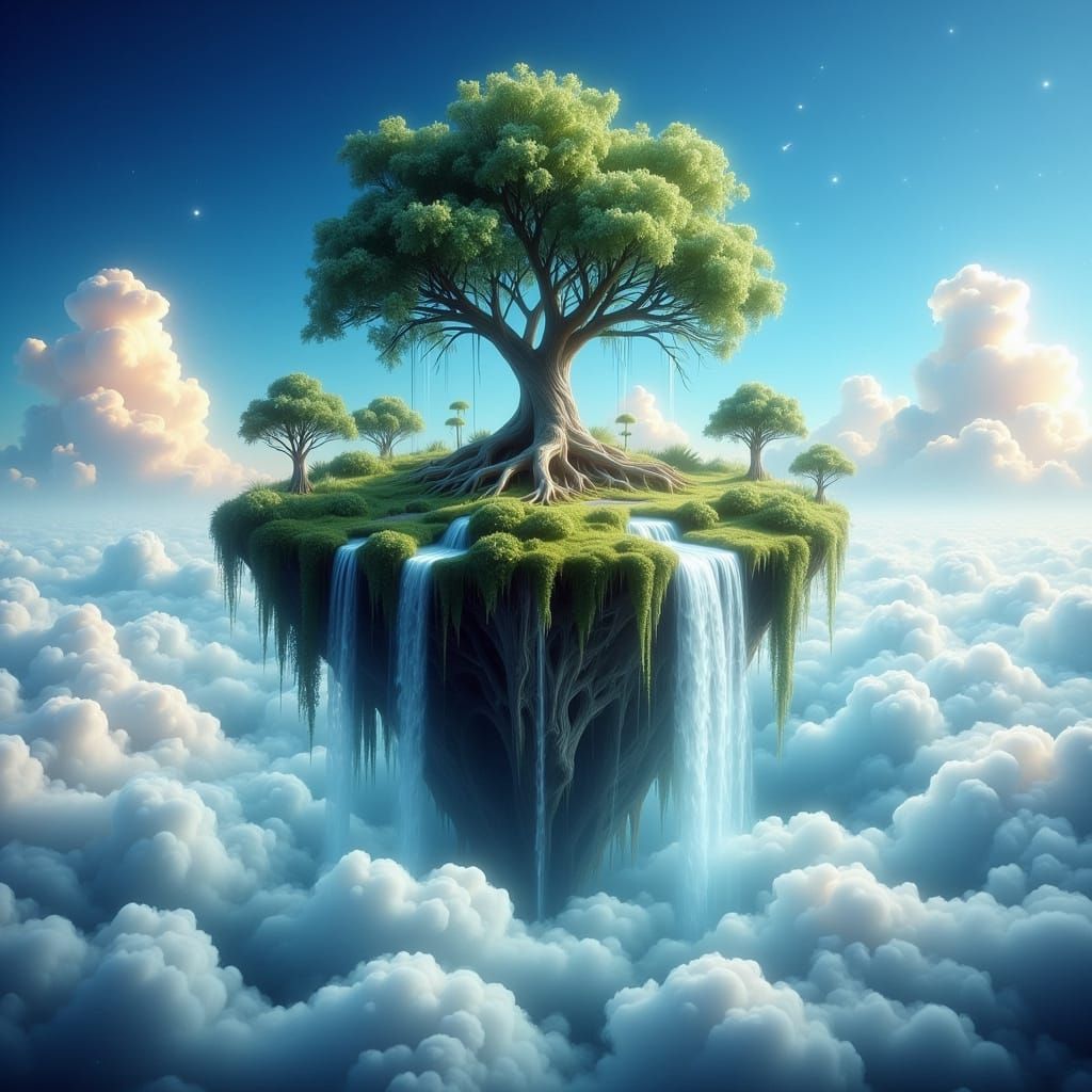 Surreal Island Paradise in a Dreamy, Ethereal Landscape