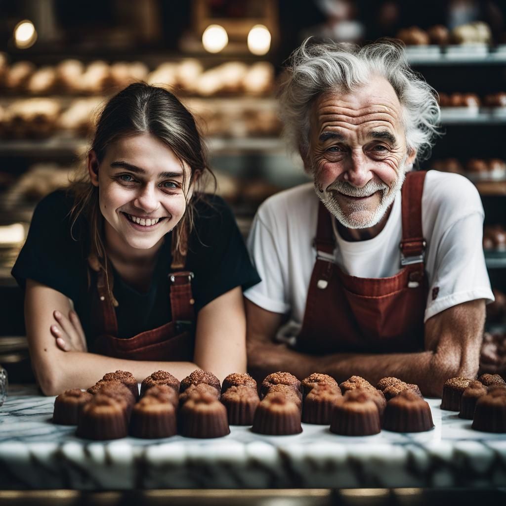 Young Woman and Man in Candy Shop Portrait