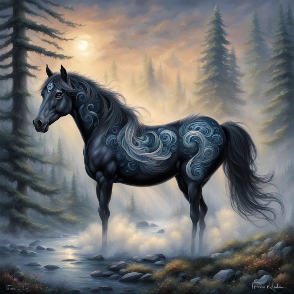 Midnight Horse in Haida Art Style