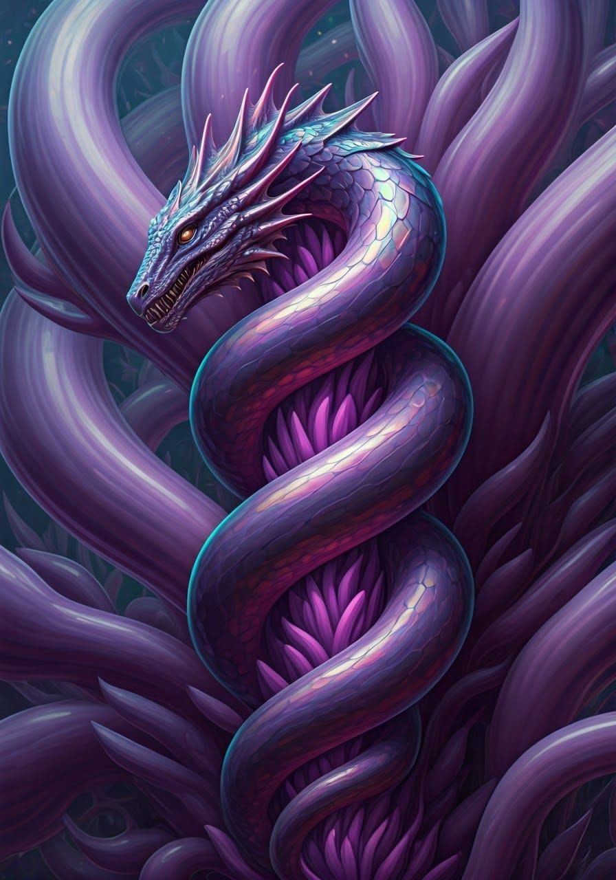 Majestic Purple Dragon-like Alien in Sci-Fi Scene