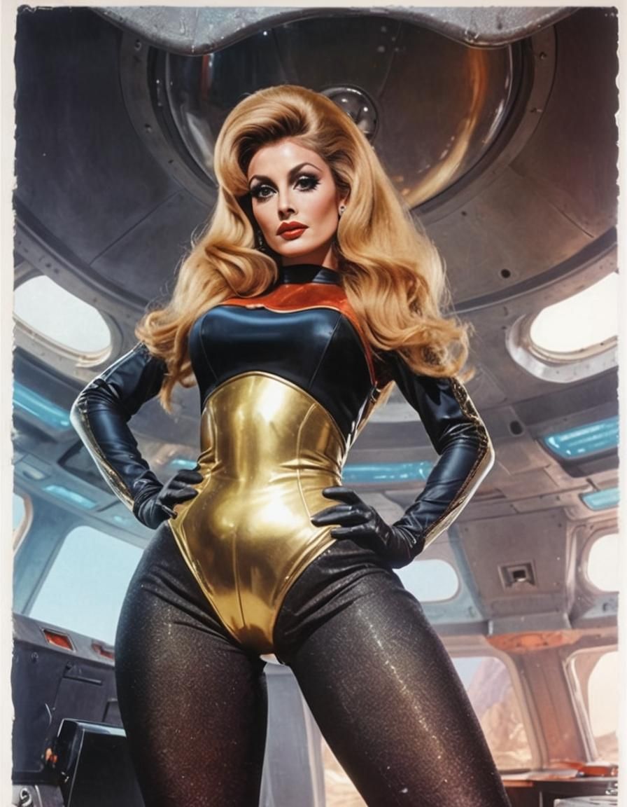 Retro Sci-Fi Pinup Girl in 1960s Style