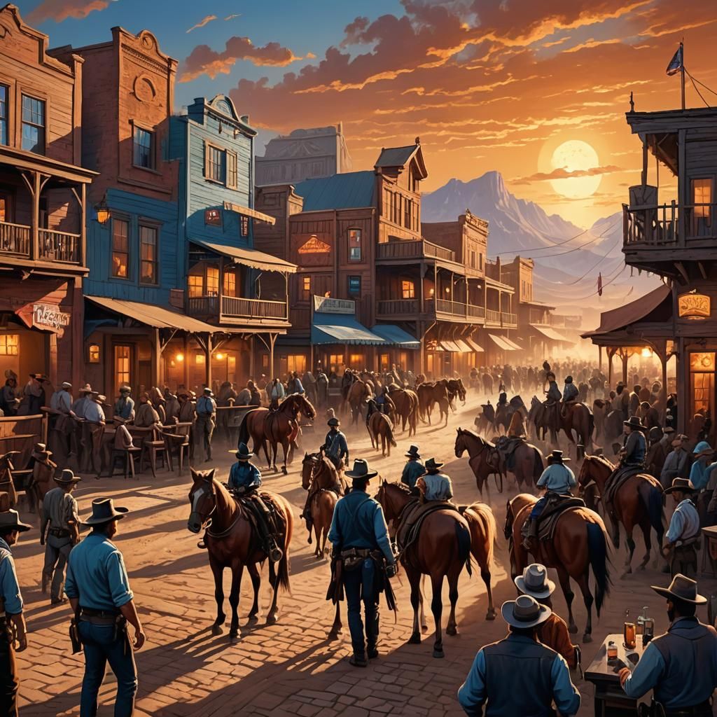 Old West Showdown at Sunset: Fantasy Concept Art