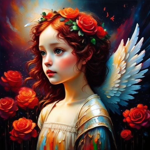 Angelic Figure in Oils with Impasto Brushwork