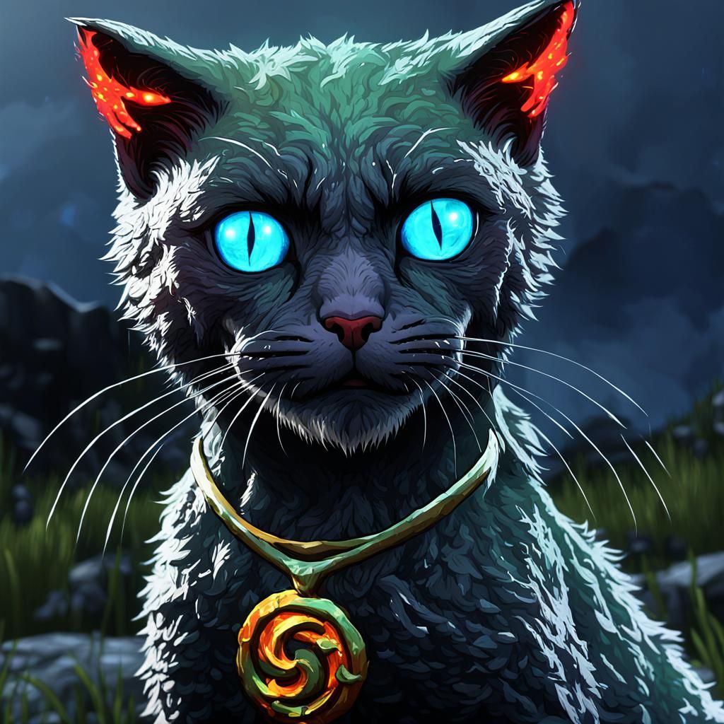 Cat as Genghis Khan in Zombiecore Style