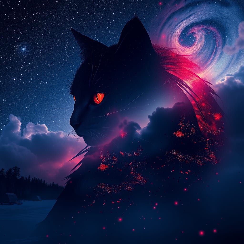 Scarlet Witch in Cosmic Brazilian Winter Night Sky