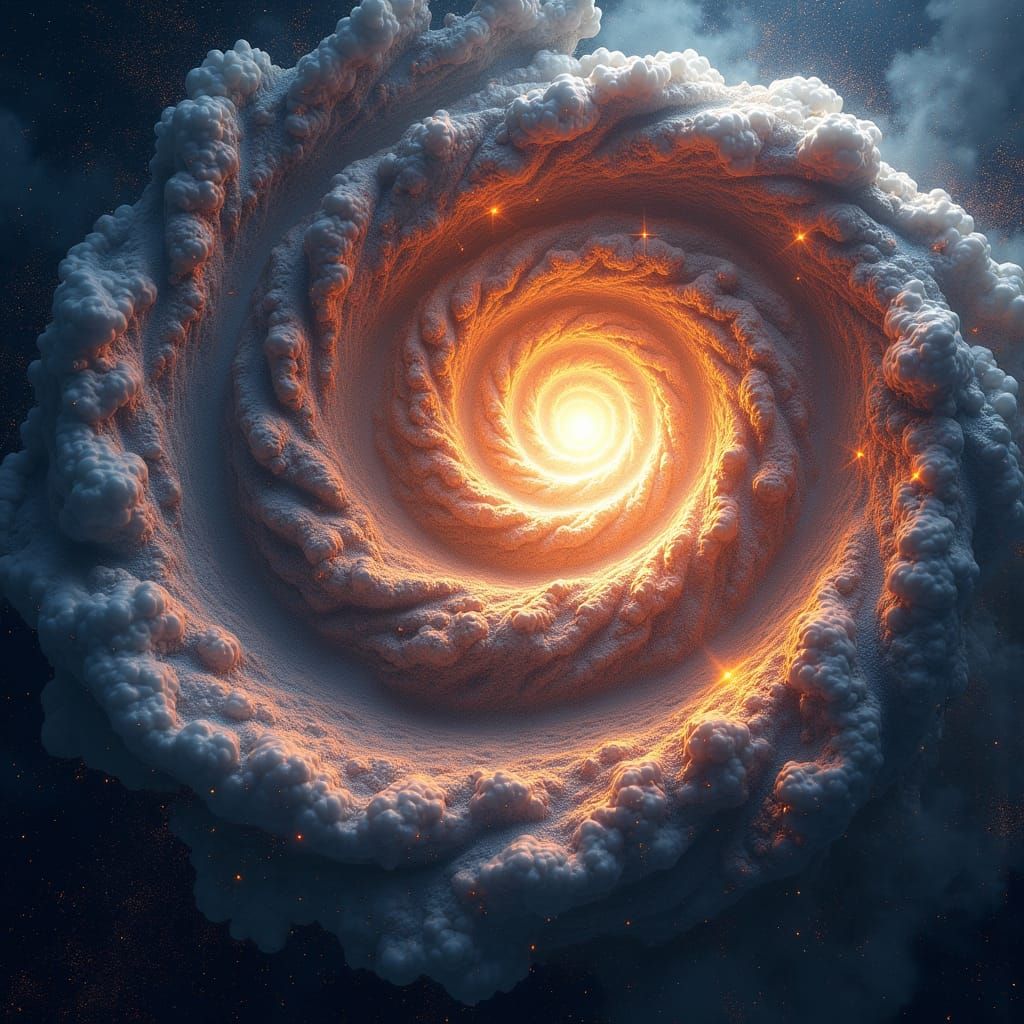 Iridescent Cosmic Spiral: Temporal Tapestry in Space-Time