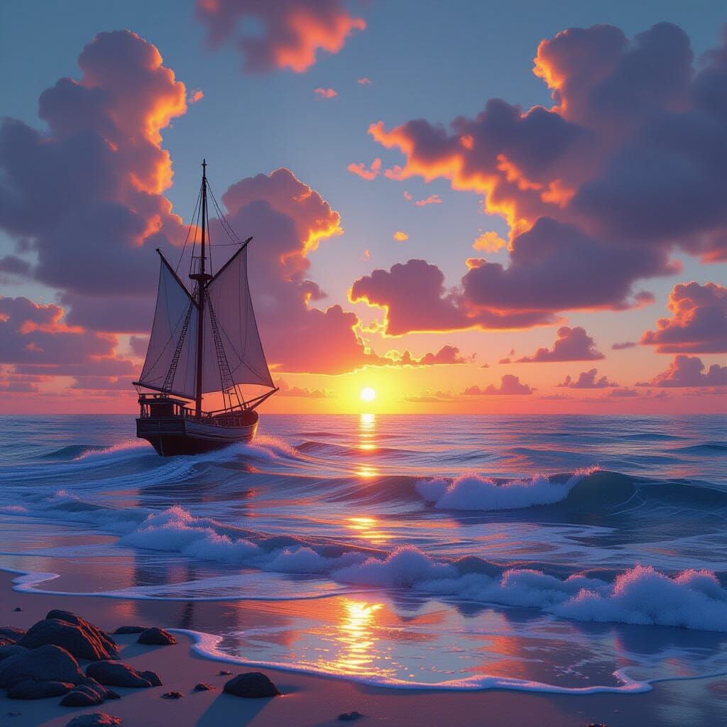 Spectacular Silver Summer Sunset: Detailed Matte Painting