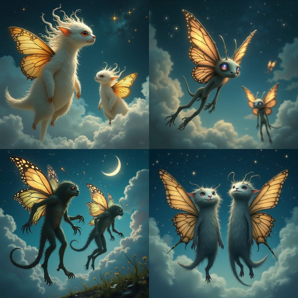 Celestial Creatures with Butterfly Wings Soar Through the Ni...