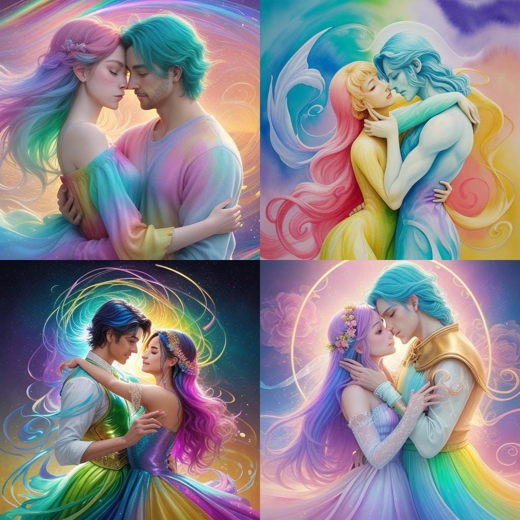 Rainbow Musical Notes Embrace Love's Essence