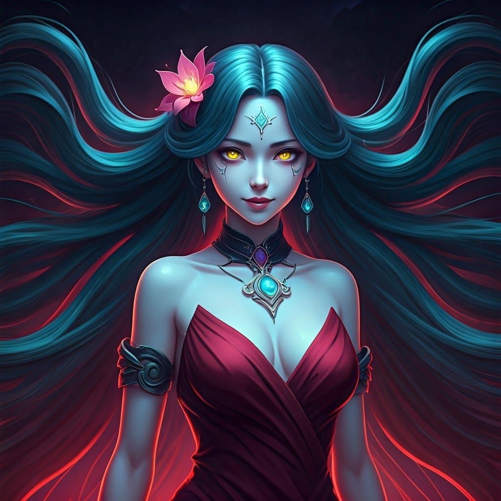 Ethereal Anime Goddess in Dark Fantasy Style