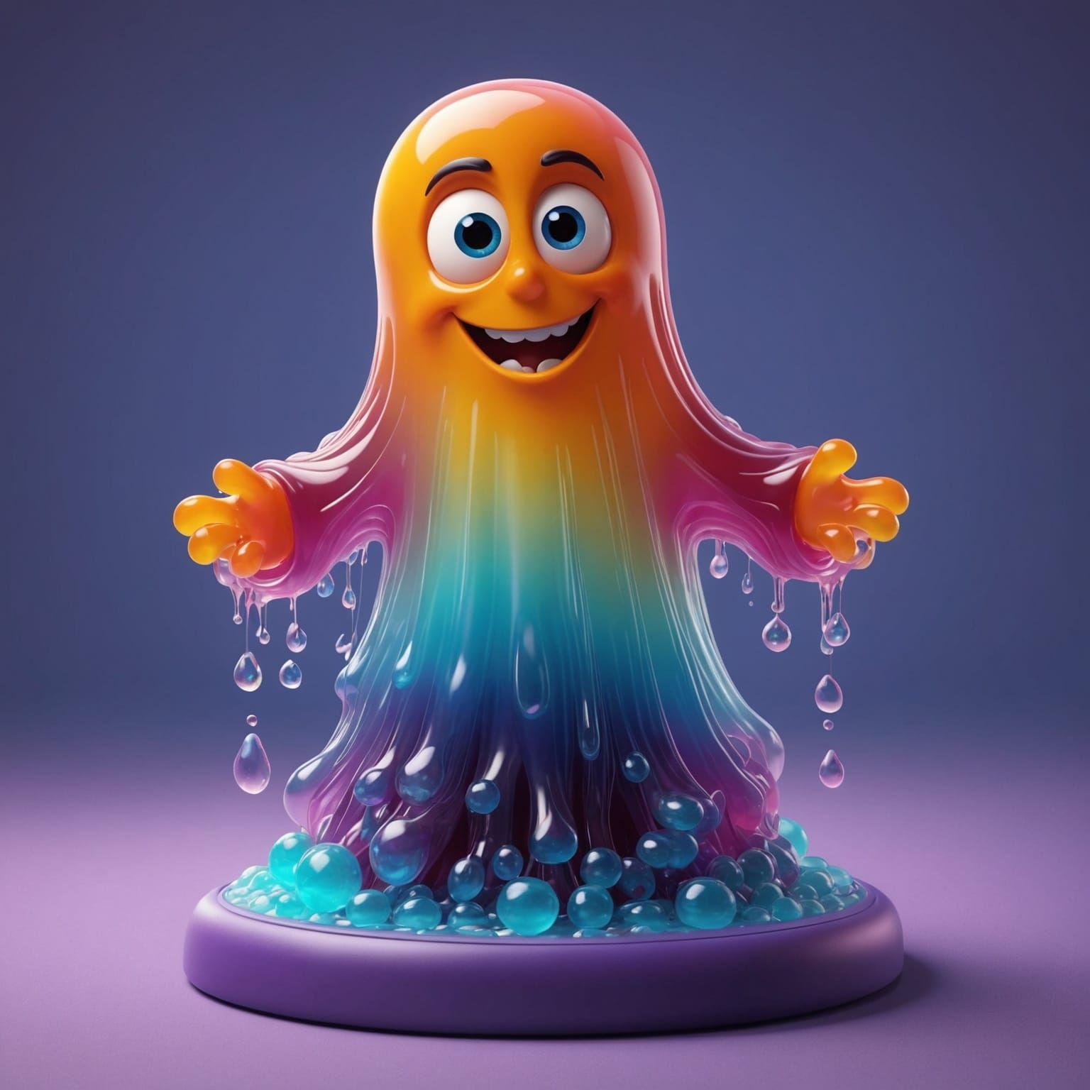 Jelly Ghost Sculpture: Pixar-Style 3D Digital Art