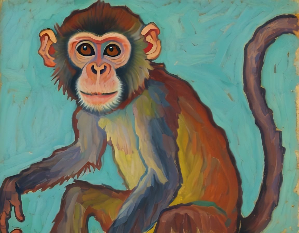 A Monkey Portrait in Egon Schiele Style