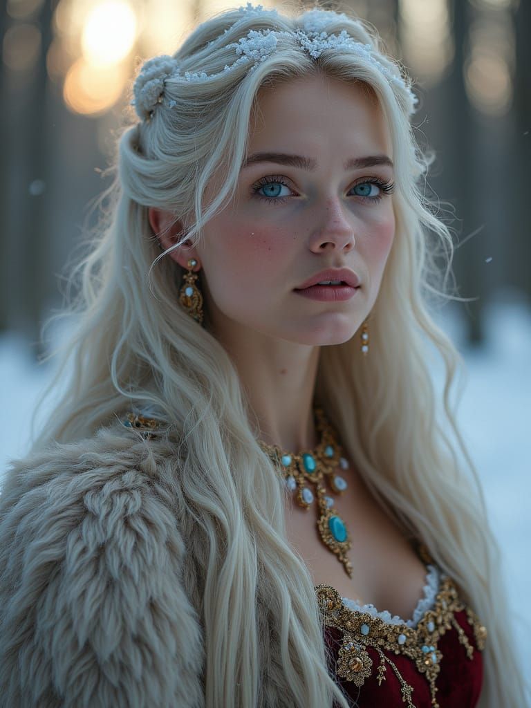 Baroque Russian Noblewoman in Lavish Winter Attire