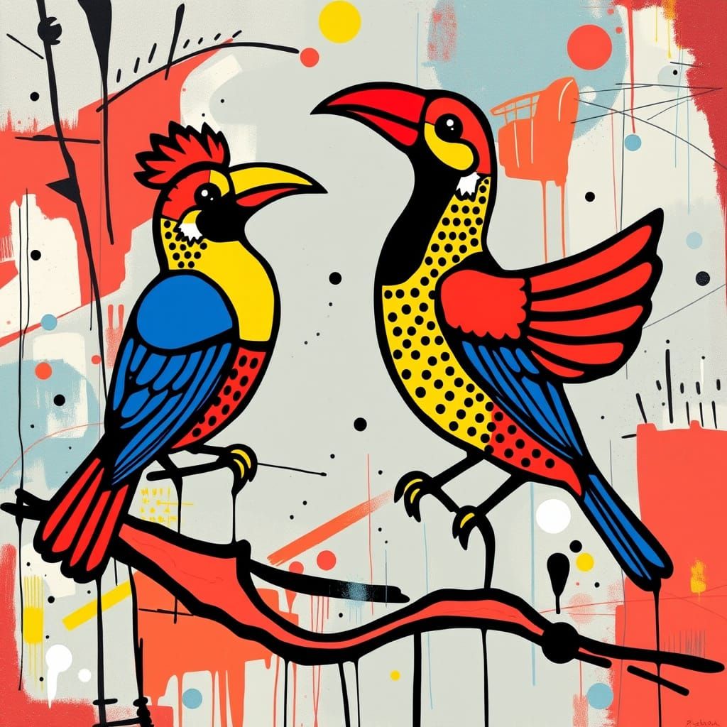 Birds by Keith Haring and Roy Lichtenstein