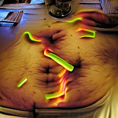 Man's Stomach After Eating Glow Sticks
