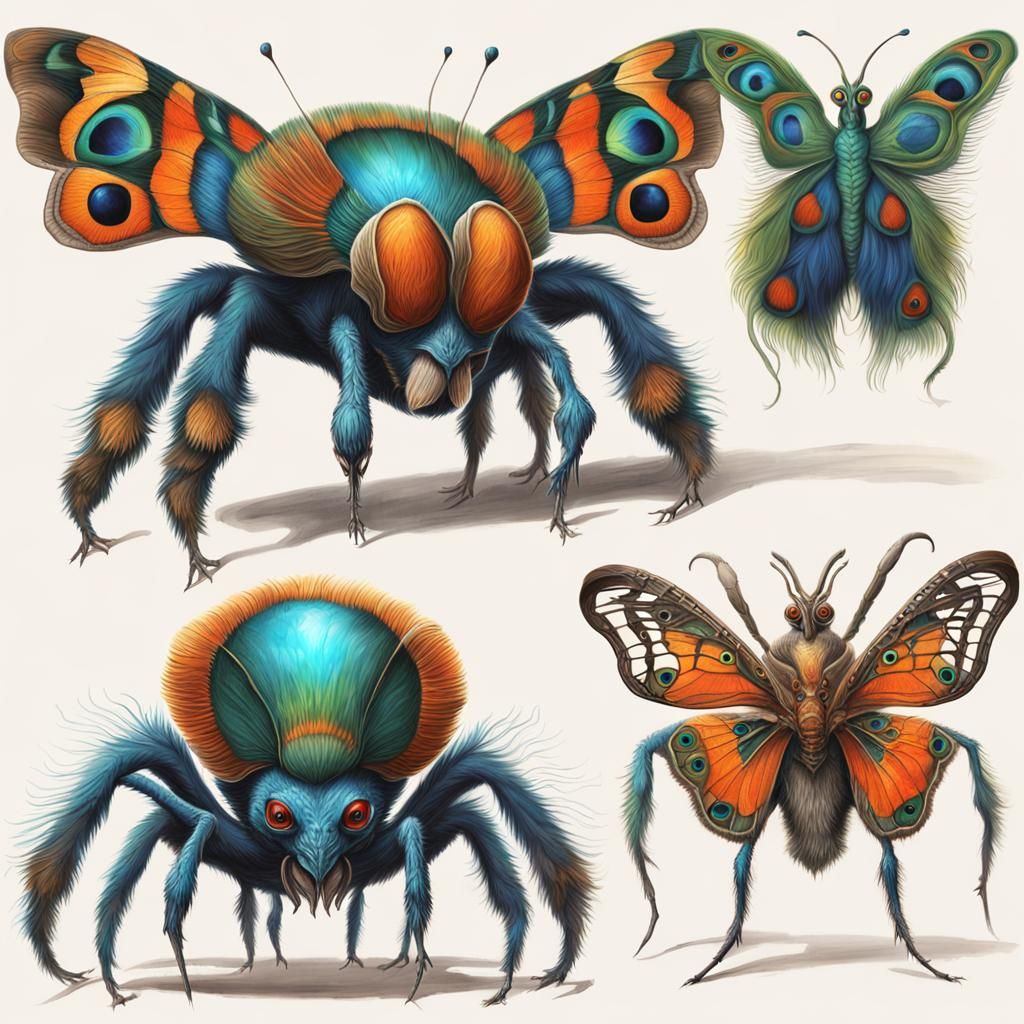 Alien Exoplanet with Peacock-Spider Creatures: Speculative Z...