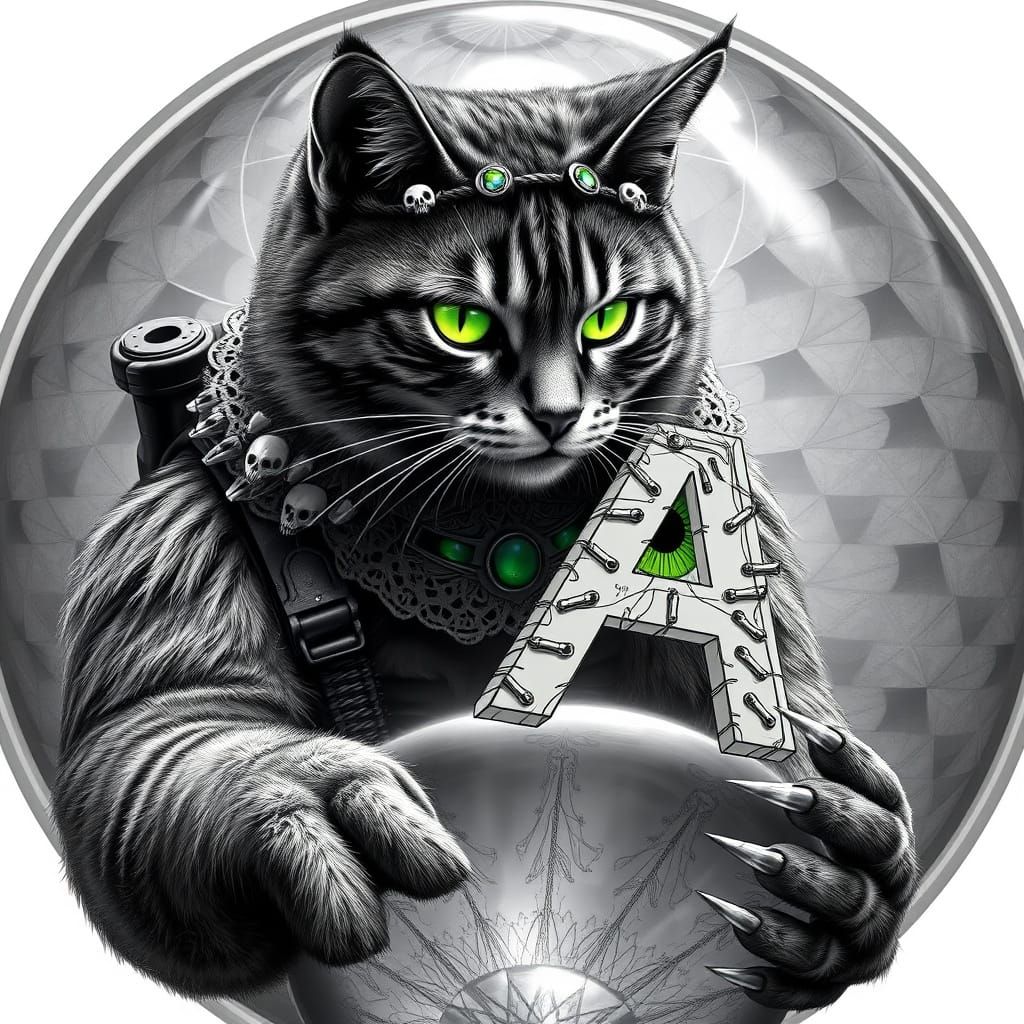 Monochrome Mastermind Cat Conducts Optical Illusion