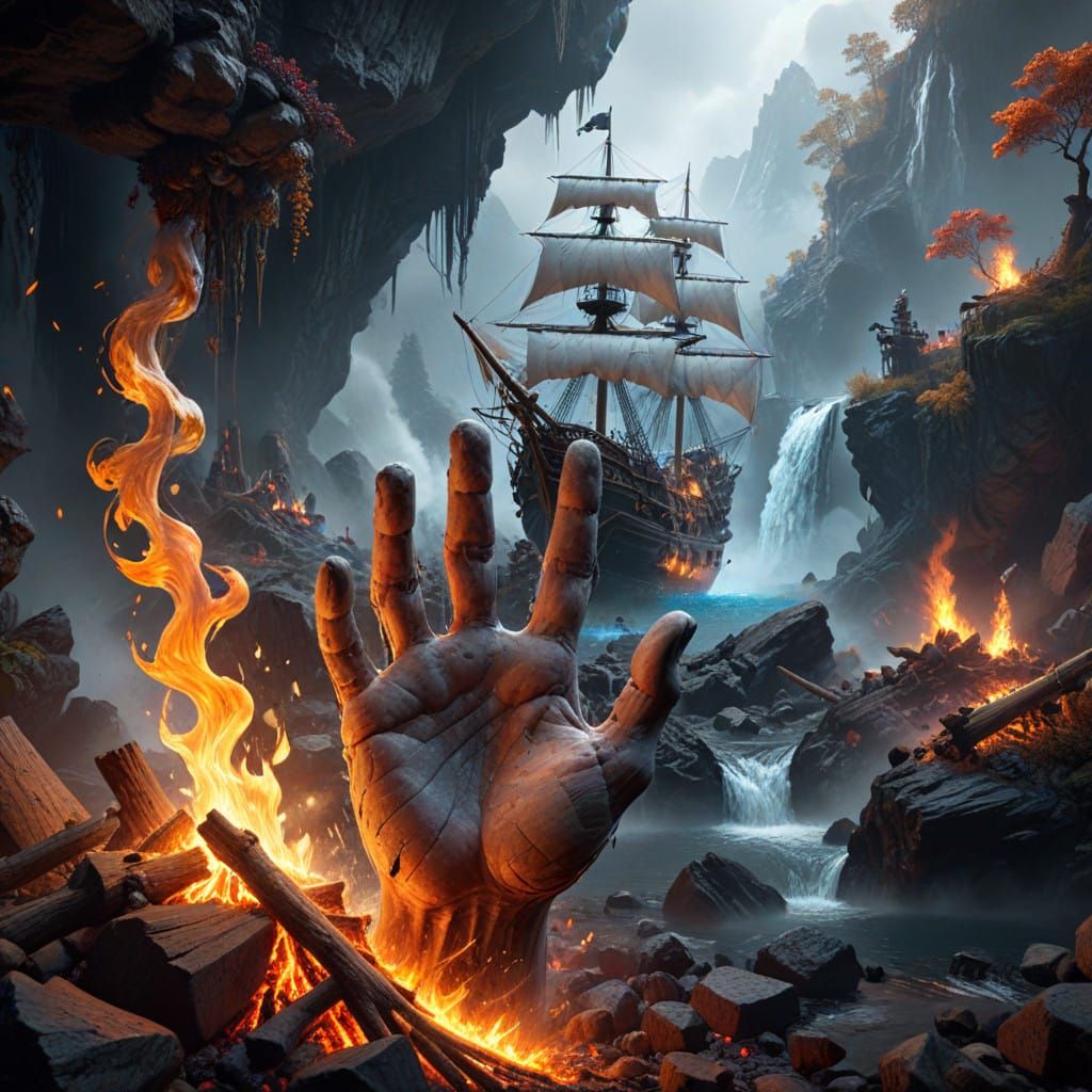 Hand of Embers: Fantasy Landscape in Smoke