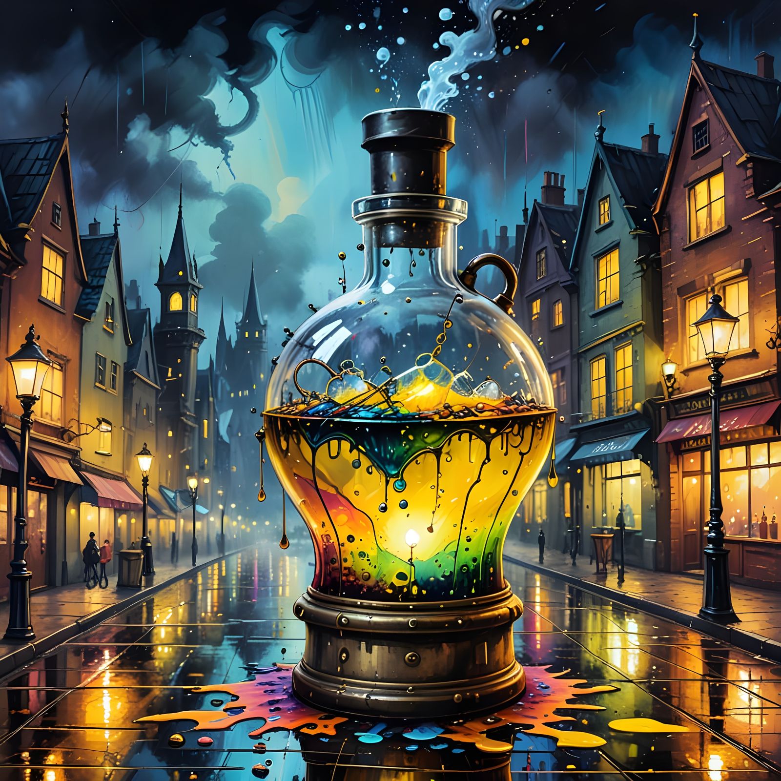Steampunk Magical Potions in Vivid Colors