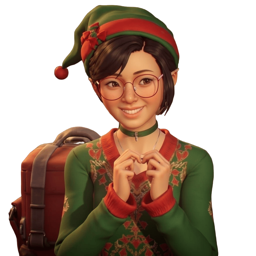 Christmas Elf Making Heart in Anime Manga Style