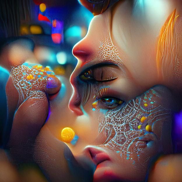 Intricate Digital Painting in Kinetic Pointillism Style