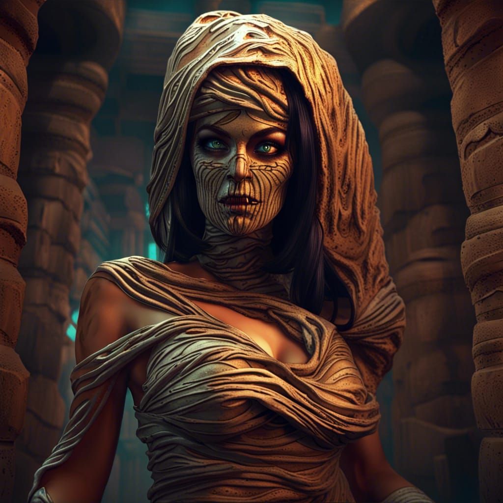 Pinup Mummy Emerges: Detailed Fantasy Art