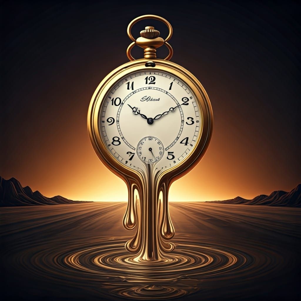 Surreal Melting Pocket Watch on Milky Way