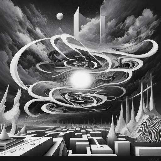 Abstract World in Black and White Surrealism