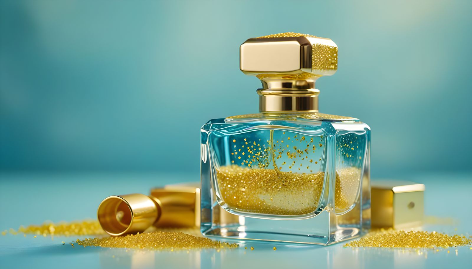 Aqua Perfume Bottle with Glitter Cap