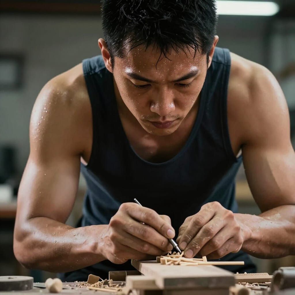 Athlete and Artisan Focused on Peak Exertion