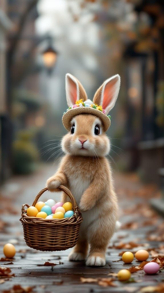 Easter Bunny Waddles Down Charming Victorian Street