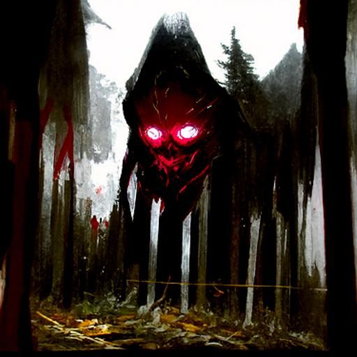 Sinister Creature with Glowing Eyes in Dark Forest