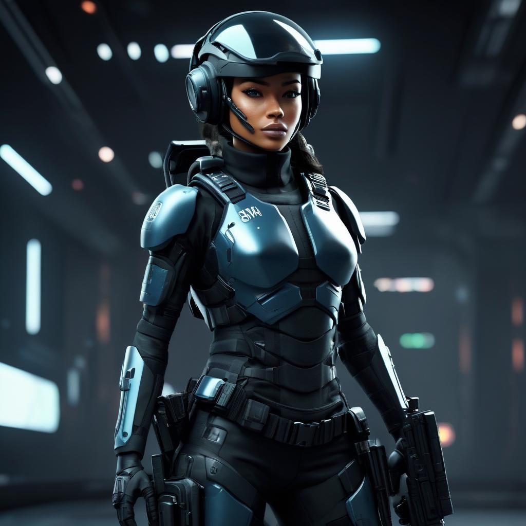Animated Futuristic Female SWAT Team Character